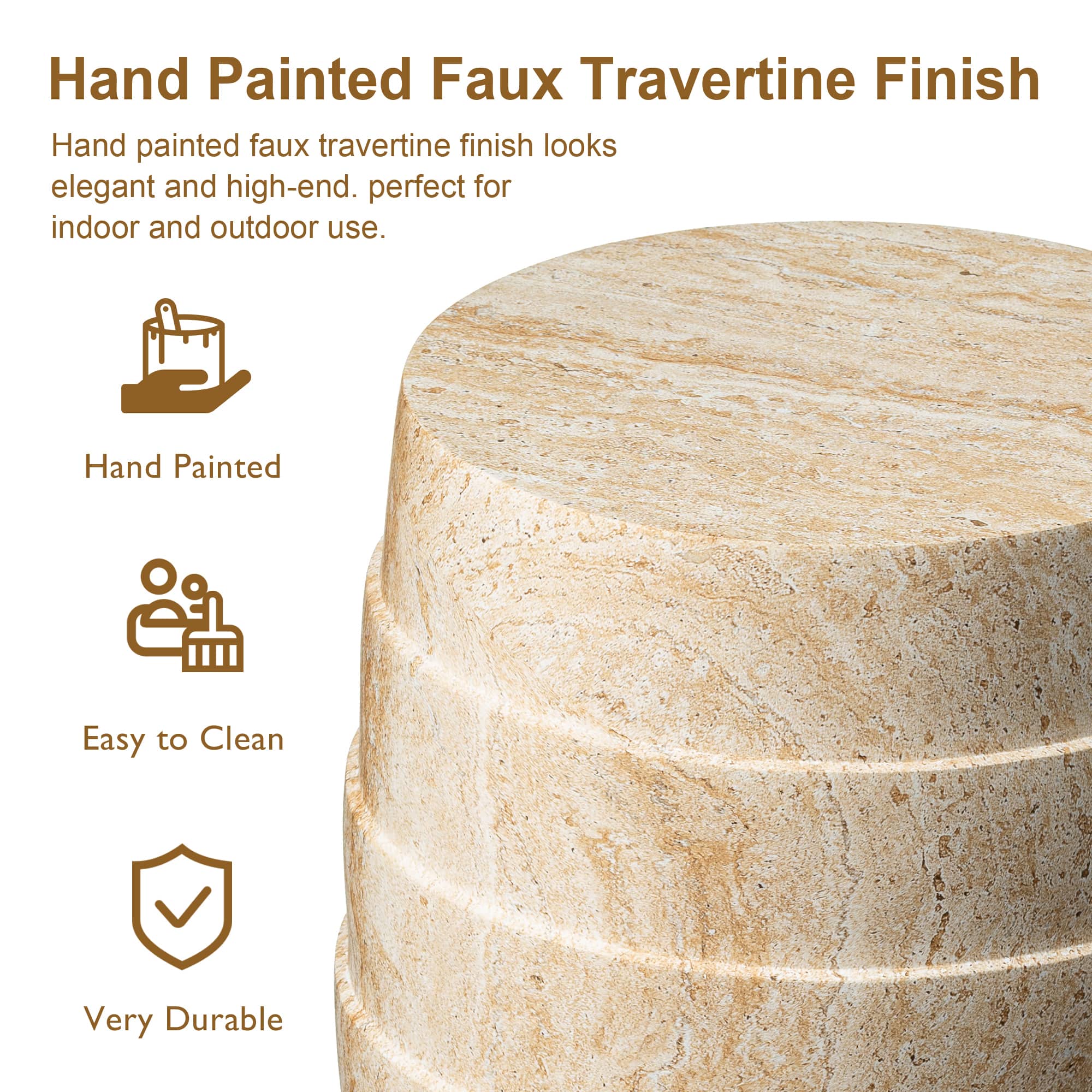 Glitzhome® 18.5" Multi-Functional Faux Travertine Garden Stool